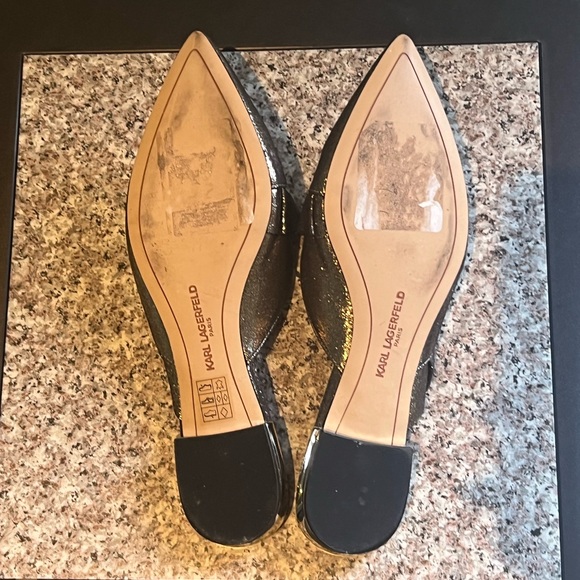 GENUINE Karl Lagerfeld Paris Bronze Farrah Mules - Picture 4 of 4